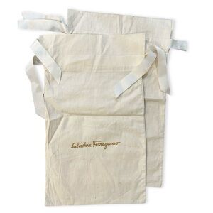 Pair of 2 Salvatore Ferragamo Shoe Dustbags with ribbon drawstrings & gold logo